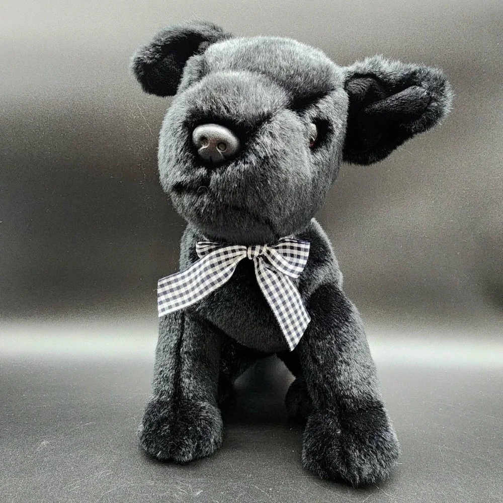 Ty Black Luke Beanie Buddies Black Lab Dog Plush 2001 Vintage Puppy Gingham Bow